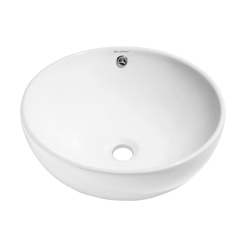 Sublime Round White Ceramic Above-Counter Vessel Sink