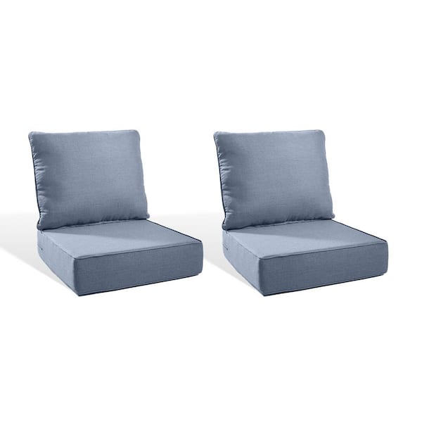 PlushCore 22 in. x 24 in. x 6 in. 4-Piece Deep Seating Outdoor Dining Chair Thick Cushion Set in Baby Blue (2-Set)