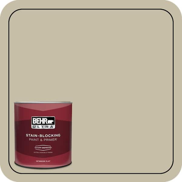 BEHR ULTRA 1 qt. #ECC-64-1 Jungle Khaki Extra Durable Flat Interior Paint & Primer