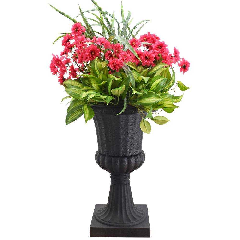 Matte Black Plastic Urn Planter for Indoor/Outdoor Use