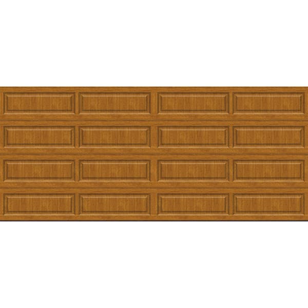Classic Steel Long Panel 16 ft. x 7 ft. Insulated 12.9 R-Value Wood Look Medium Garage Door without windows