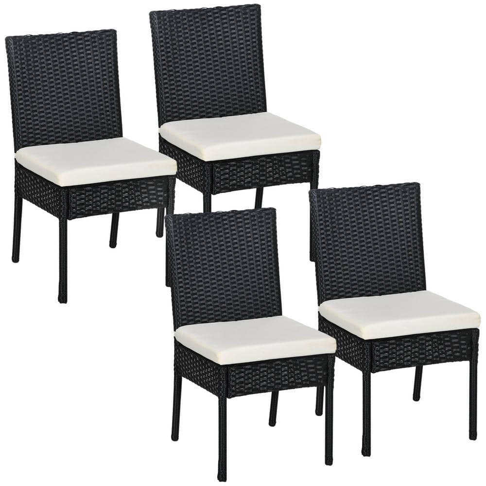 Plastic Outdoor Dining Chair with Cream White Cushion