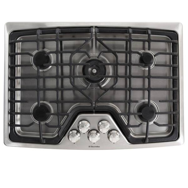 Electrolux 30 in. Deep Recessed Gas Cooktop in Stainless Steel with 5 Burners including Min-2-Max Burner-DISCONTINUED
