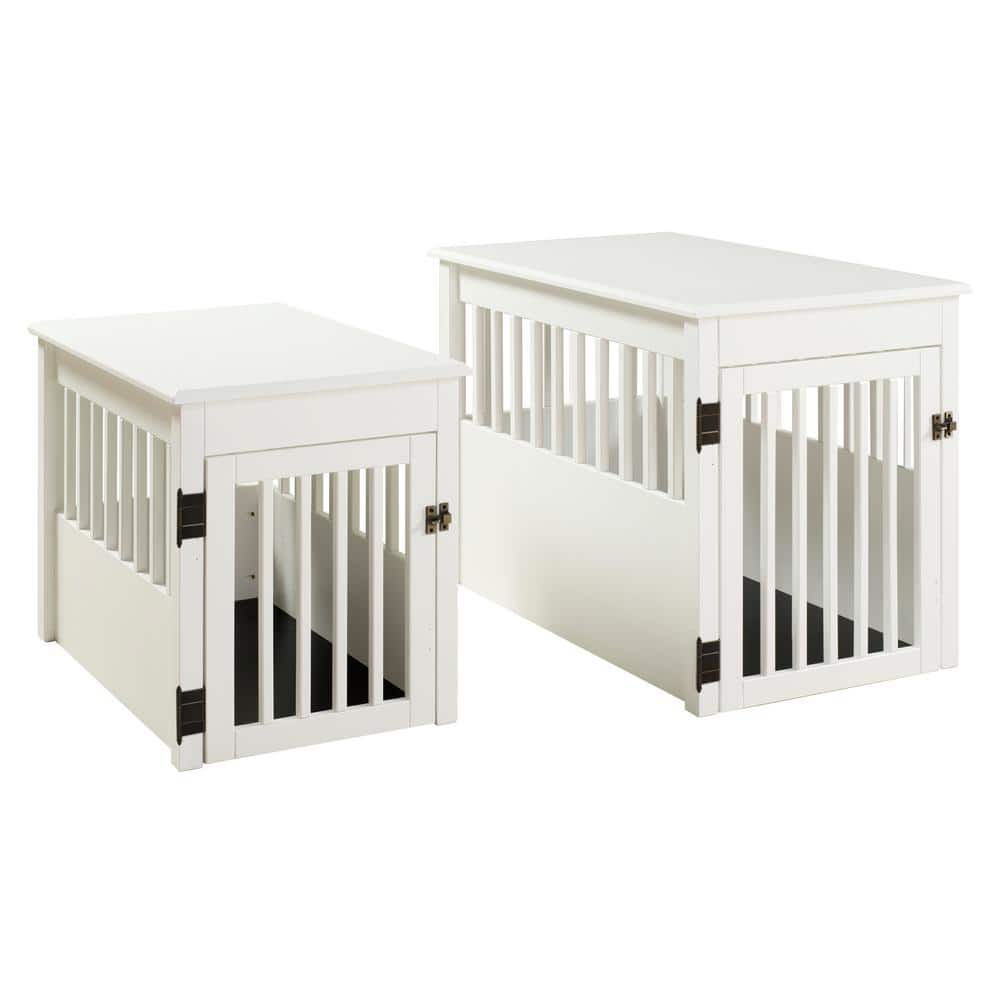 Medium White Solid Wood Pet Crate End Table