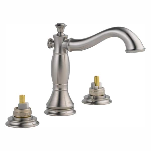 Delta Cassidy 8 in. Widespread 2-Handle Bathroom Faucet with Metal Drain Assembly in Stainless (Handles Not Included)