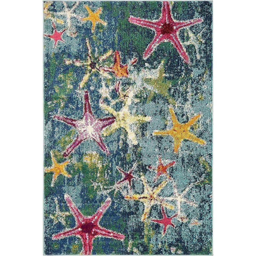 Unique Loom Positano Seashore Navy Blue 4' 0 x 6' 0 Area Rug 3139755 The Home Depot