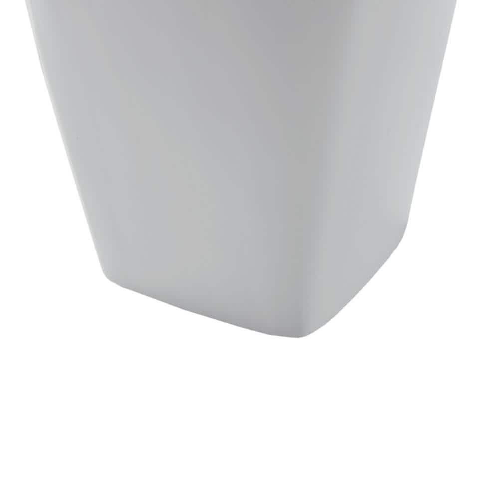White Ceramic Table Lamp with Light Wood Accents and Empire Shade