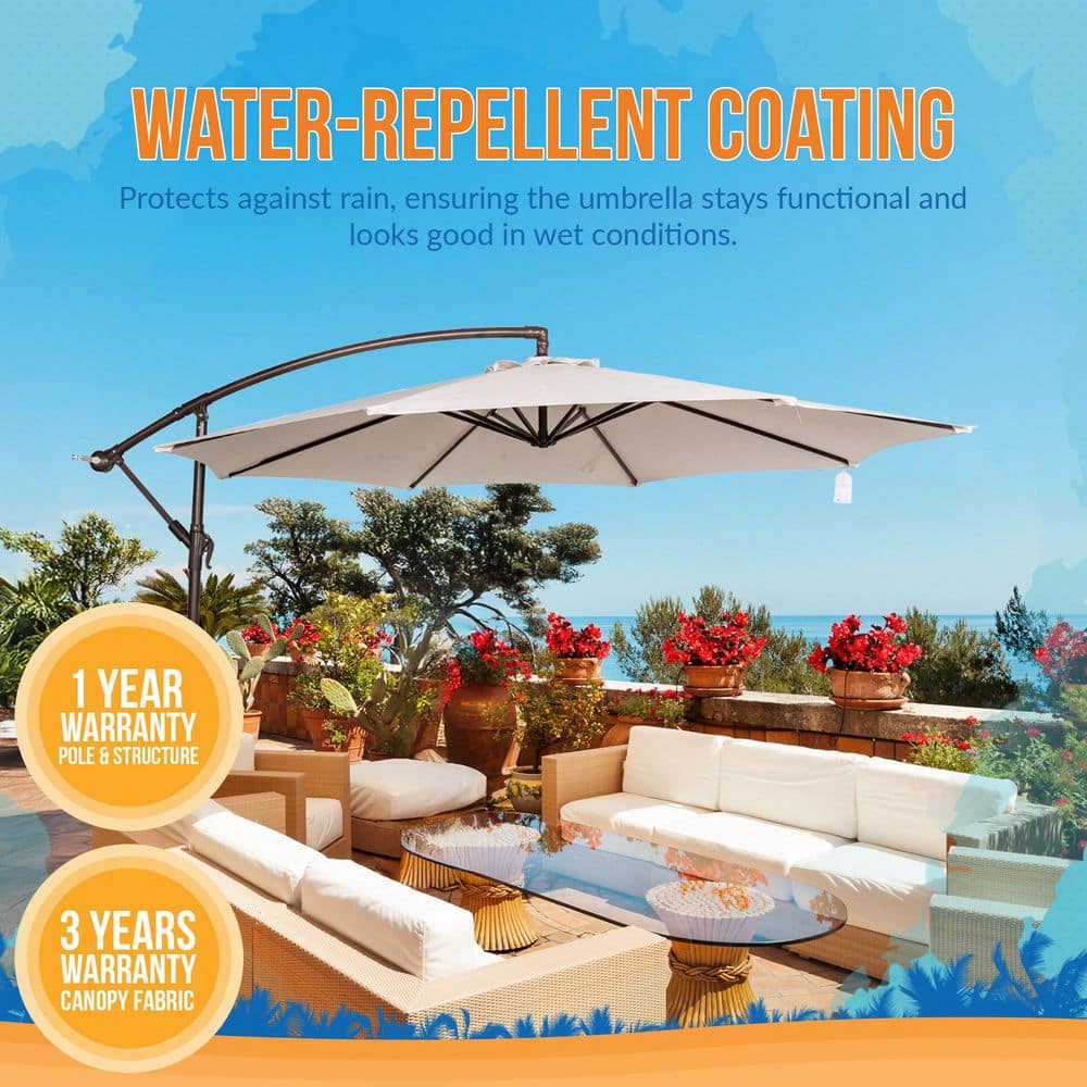 Champagne 10-ft Cantilever Umbrella with Breez-Tex Canopy