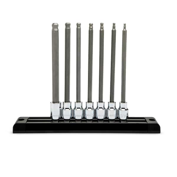 3/8 in. Drive SAE Long Ball End Hex Bit Socket Set (7-Piece)
