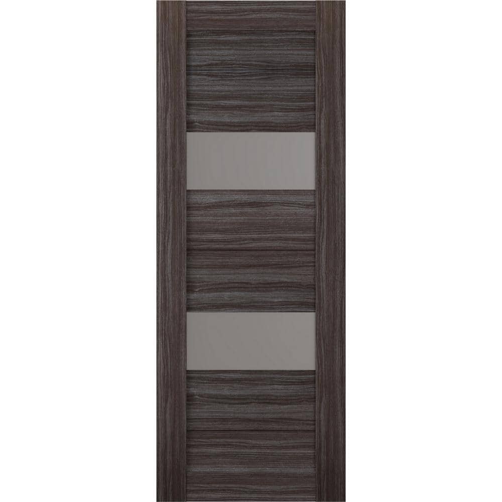 Berta 18 in. x 80 in. No Bore Solid Core 2-Lite Frosted Glass Gray Oak Wood Composite Interior Door Slab price history on PriceWatchPro