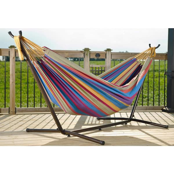 450 lbs. Capacity Double Cotton Hammock with Space Saving Steel