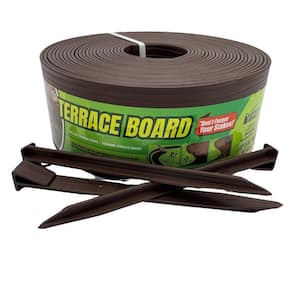 Terrace Board 4 in. x 40 ft. Brown Landscape Lawn Edging with Stakes