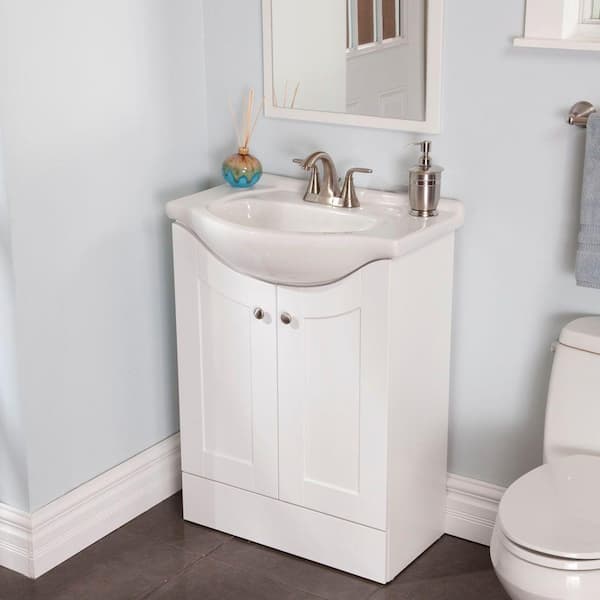 St. Paul Kelly 26 in. W x 18 in. D Bathroom Vanity in White with Euro Porcelain Vanity Top in White with White Sink
