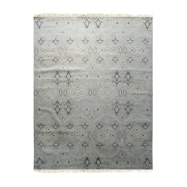 EORC Gray 8 ft. x 10 ft. Hand-Knotted Wool Classic Fresh Rug Area Rug