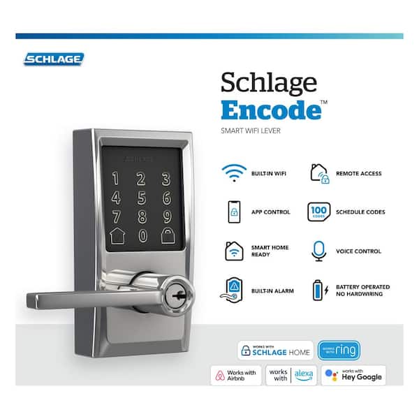 Century Bright Chrome Electronic Encode Smart WiFi Latitude Lever with Alarm