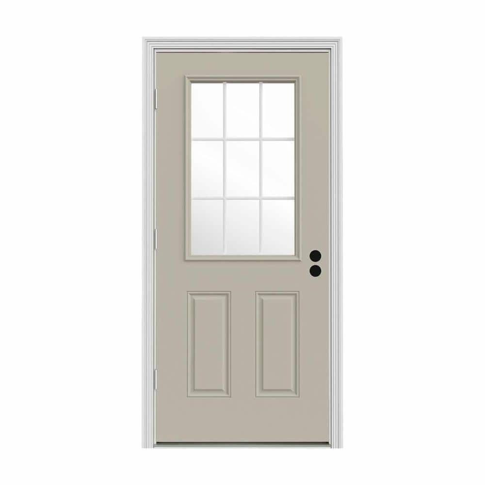 36 in. x 80 in. 9 Lite Desert Sand Painted Steel Prehung Right-Hand Outswing Entry Door w/Brickmould price history on PriceWatchPro