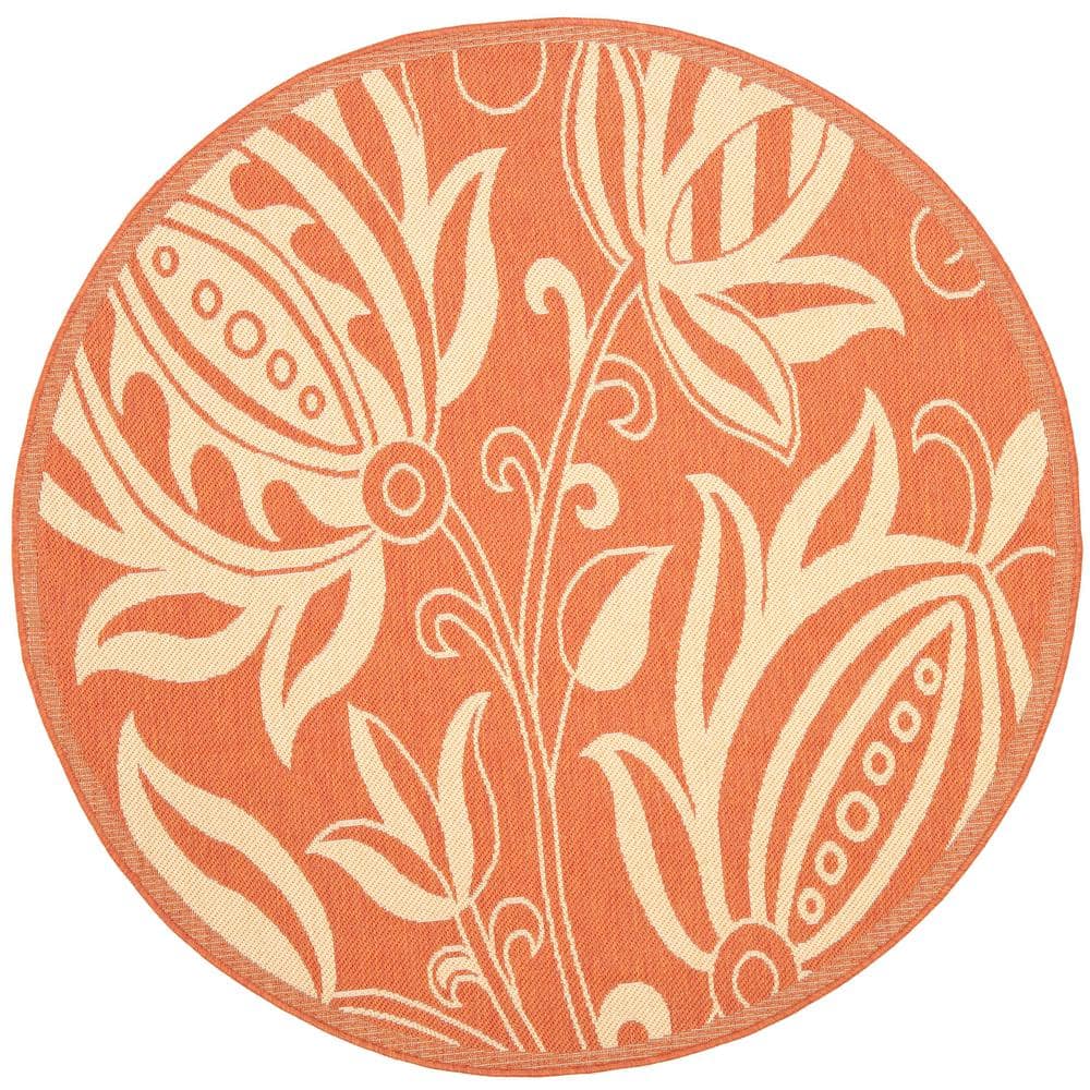Courtyard Terracotta/Natural 7 ft. x 7 ft. Round Border Indoor/Outdoor Patio  Area Rug price history on PriceWatchPro