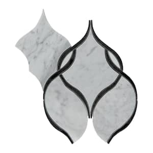 Lavaliere Carrara White Polished 12 in. x 13-1/2 in. Marble Intertwining Arabesque Mosaic Tile (0.79 sq. ft./Each)