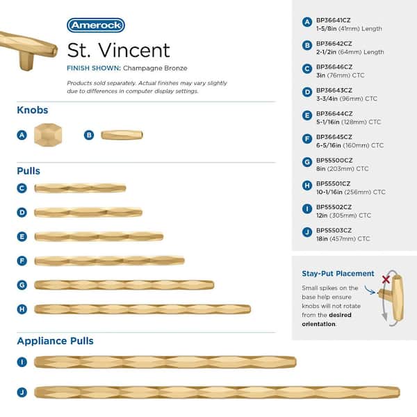Amerock St. Vincent 18 in. (457mm) Center-to-Center Champagne