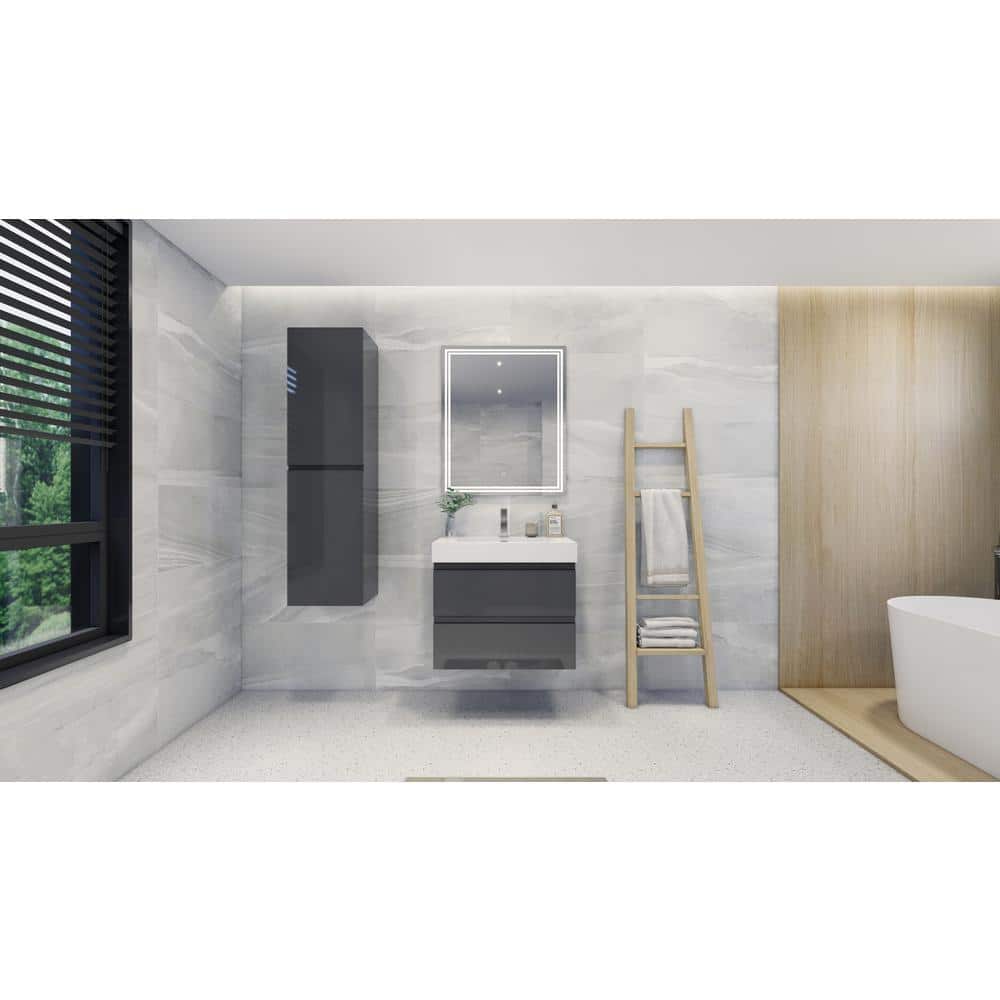 Fortune 30 in. W Bath Vanity in High Gloss Gray with Reinforced Acrylic Van