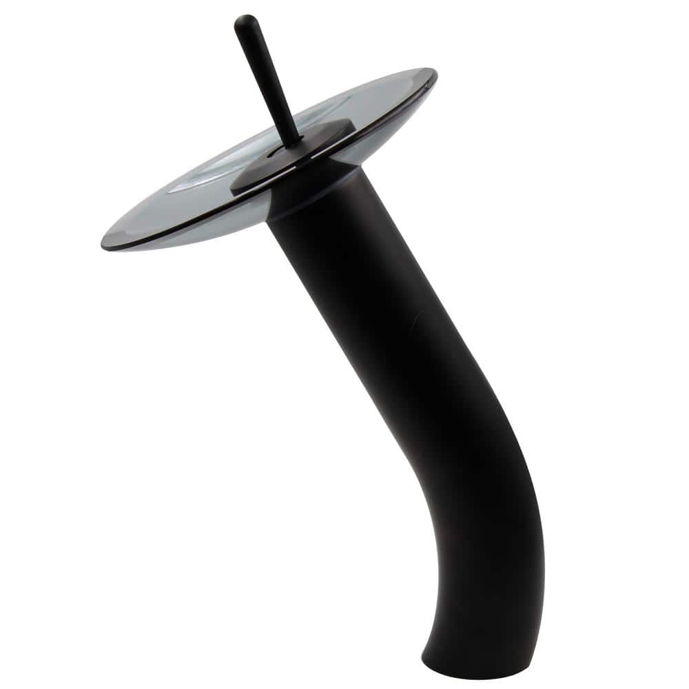 Matte Black and Chrome Waterfall Vessel Sink Faucet Set