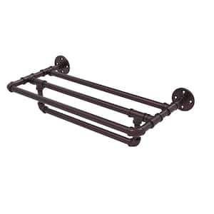 Pipeline Collection 18 in. Wall Mounted Towel Shelf with Towel Bar in Antique Bronze