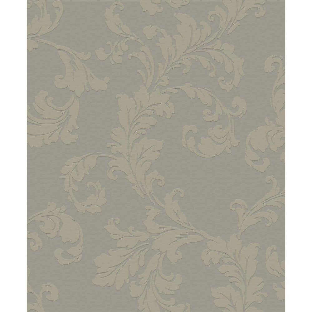 Emporium Collection Beige Acanthus Trail Embossed Metallic Ink Finish Paper