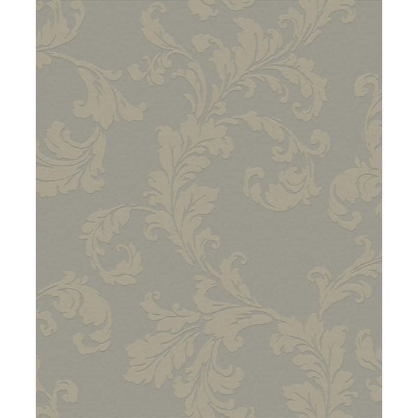 Unbranded Emporium Collection Beige Acanthus Trail Embossed Metallic Ink Finish Paper Non-Pasted Non-Woven Wallpaper Roll
