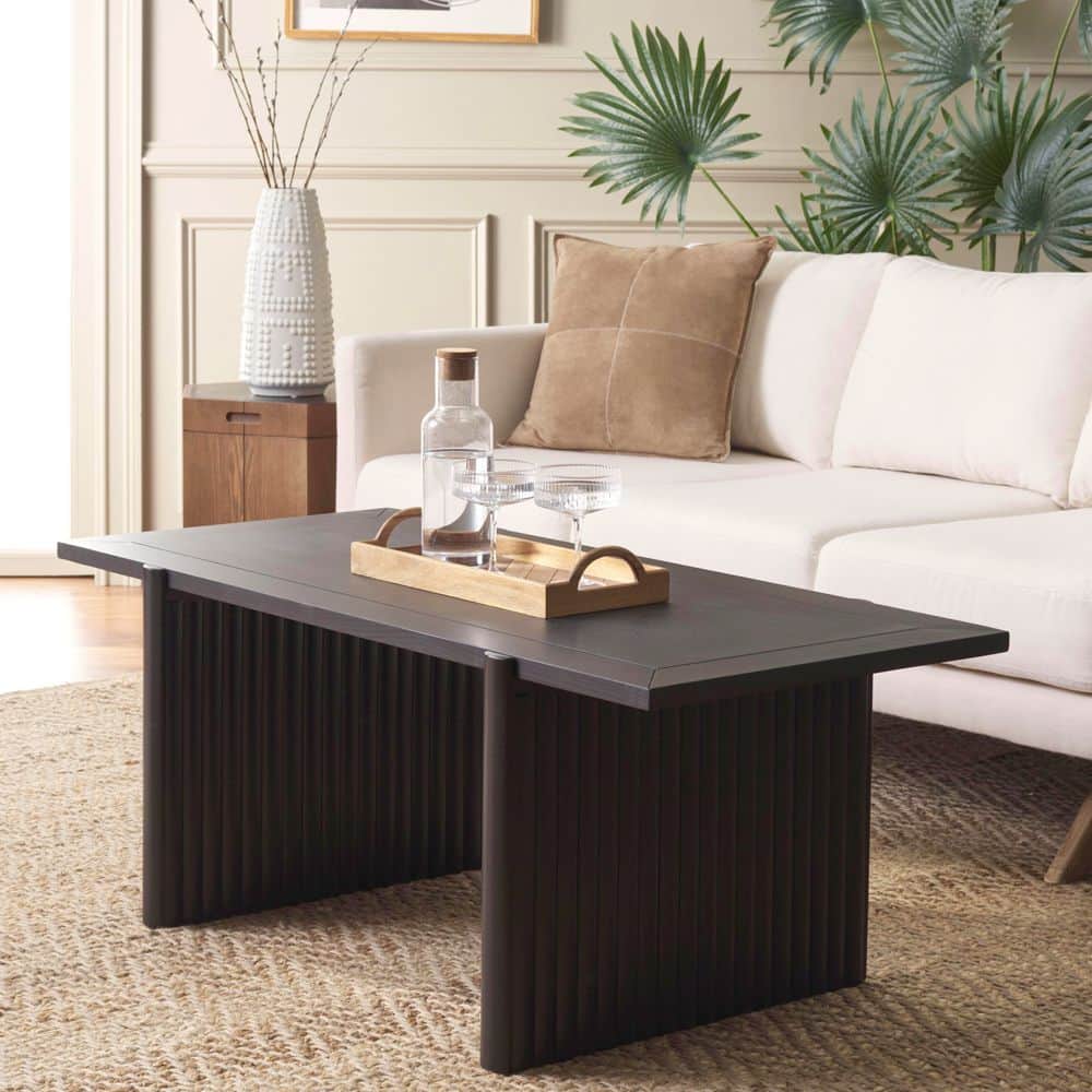 Buckley 47.3 in. Black Rectangle Wood Coffee Table