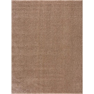 Judy 8 ft. X 11 ft. Brown Solid Shag Rubber Backing Soft Machine Washable Area Rug
