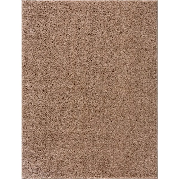 HAUTELOOM Judy 3 ft. X 10 ft. Brown Solid Shag Rubber Backing Soft Machine Washable Runner Rug