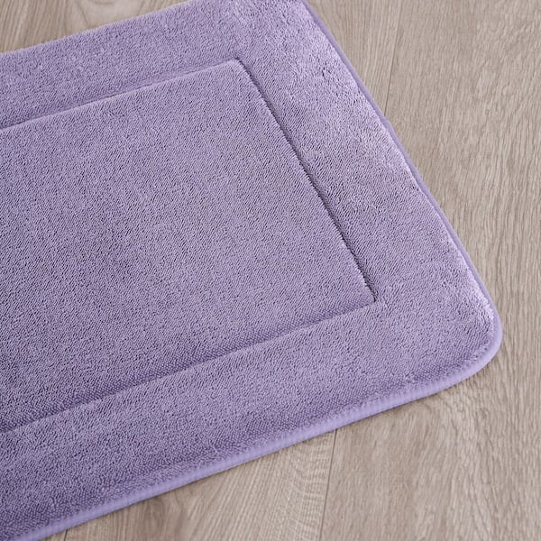 Terry Wisteria Purple 20 in. x 32 in. Microfiber Memory Foam Bath Mat