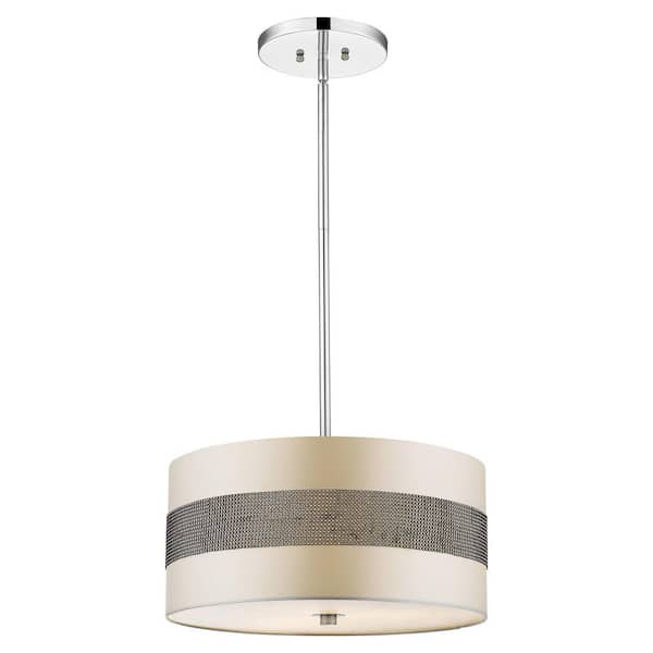 HomeRoots 60-Watt 3 Light Silver Pendant Light with Metal, No Bulbs Included