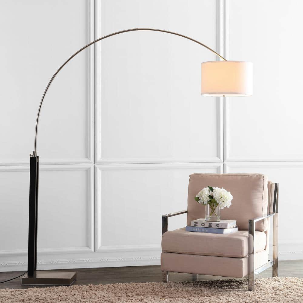Elegant 83" Black and Silver Modern Arc Floor Lamp
