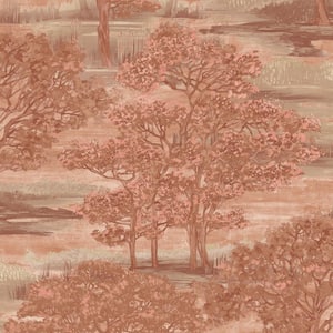 Forest Toile Ember Red Removable Peel and Stick Vinyl Wallpaper, 28 sq. ft.