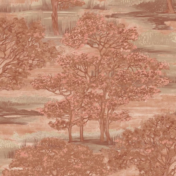 Ember Red Forest Toile Vinyl Peel and Stick Wallpaper Roll (Covers 28 sq. ft.)