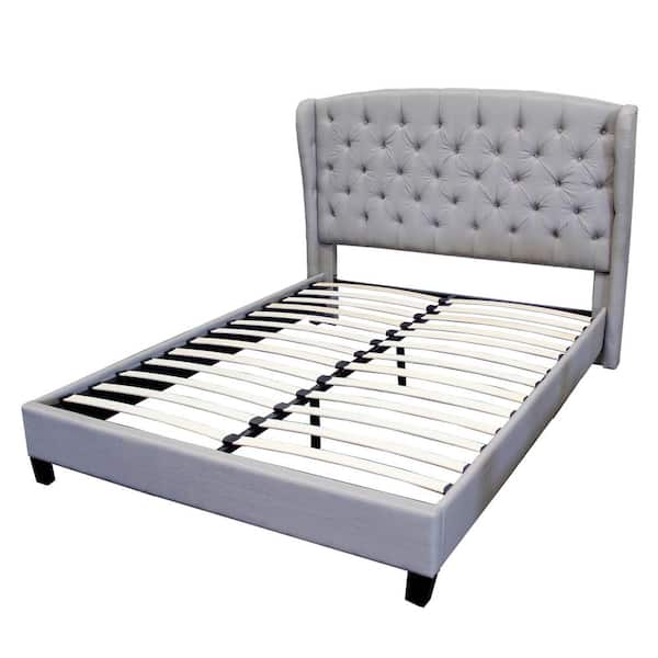 Unbranded Spade Gray California King Upholstered Linen Blend Platform Bed