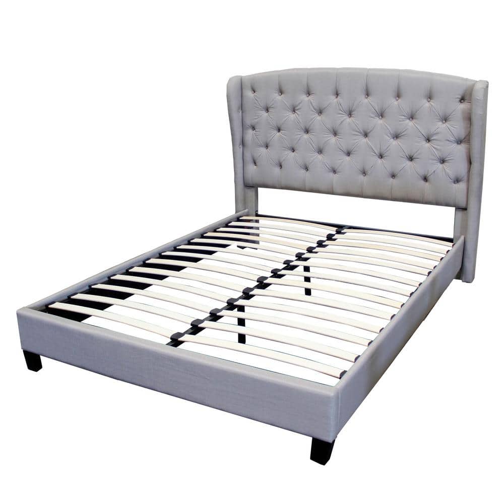 Spade Grey King Upholstered Linen Blend Platform Bed, Gray