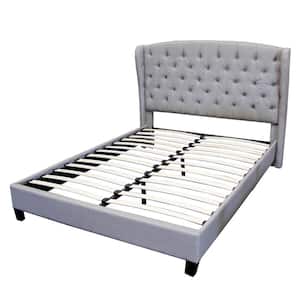 Spade Grey King Upholstered Linen Blend Platform Bed