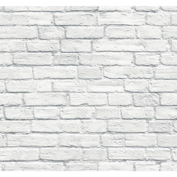 Seabrook Designs Distressed White Brick Paper Strippable Roll (Covers 60.75 sq. ft.)