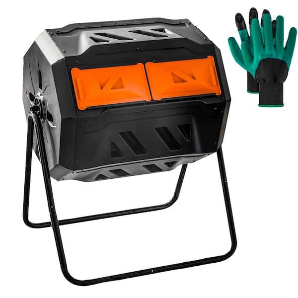 .N/A 43 Gallon Dual Chamber Tumbling Composter with Sliding Doors