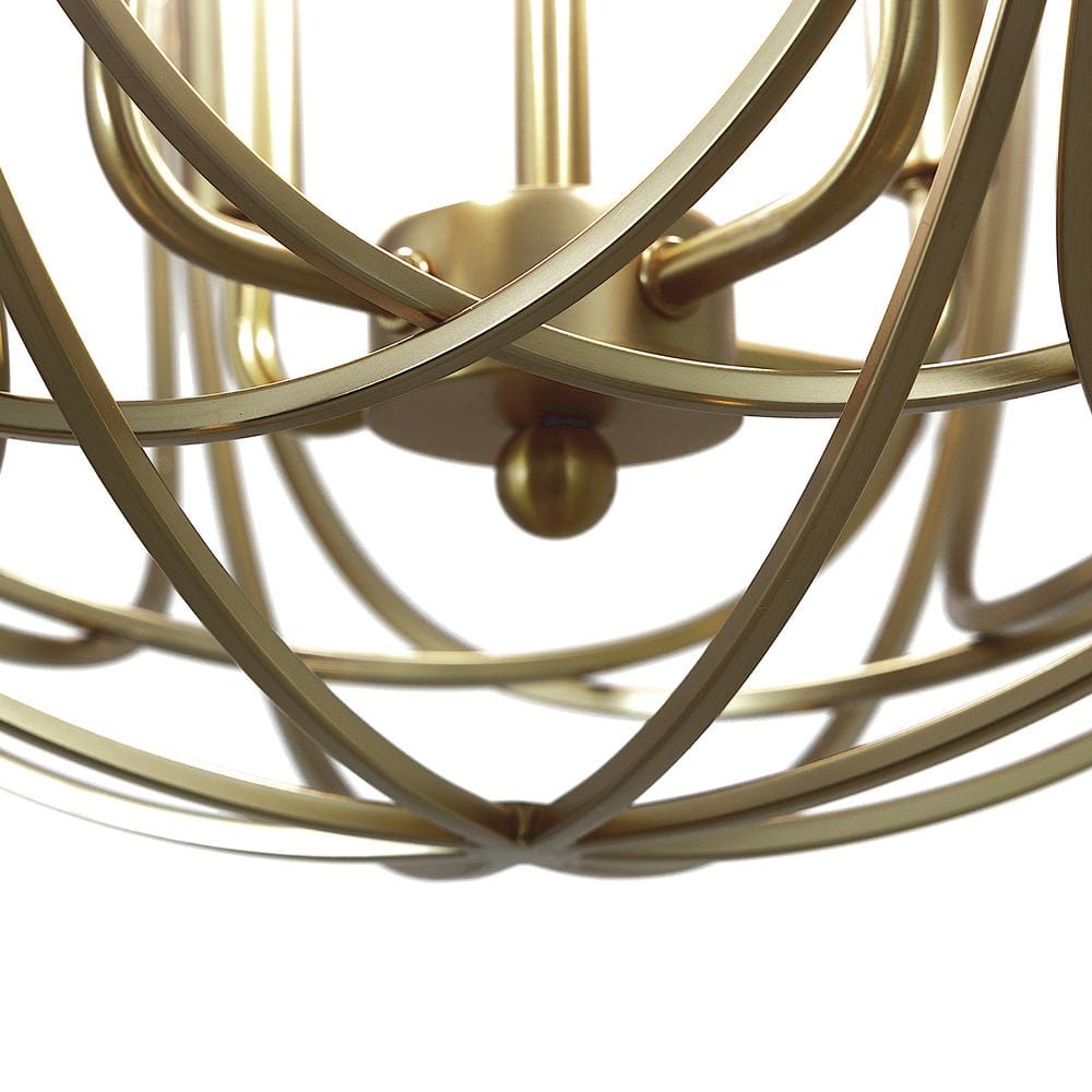 Satin Brass 6-Light Globe Chandelier with Adjustable Height