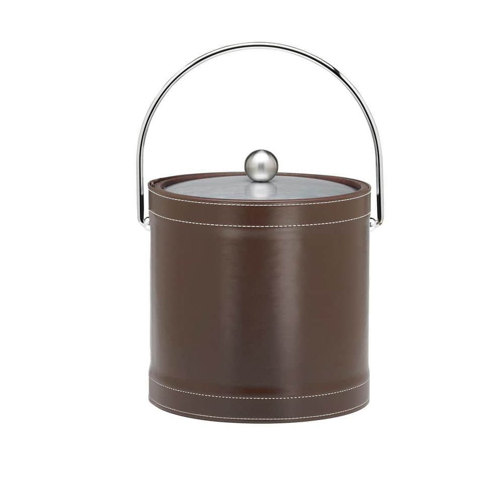 Kraftware 3 Qt. Stitched Chocolate Ice Bucket with Bale Handle