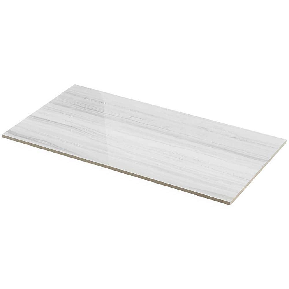Luminus White Polished Marble Look Large Format Porcelain Tile