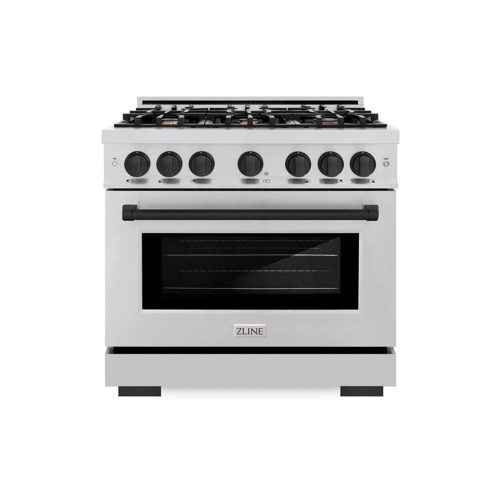 Select 36 in. 6-Burner Dual Fuel Range with Convection Oven in Stainless Steel and Matte Black price history on PriceWatchPro