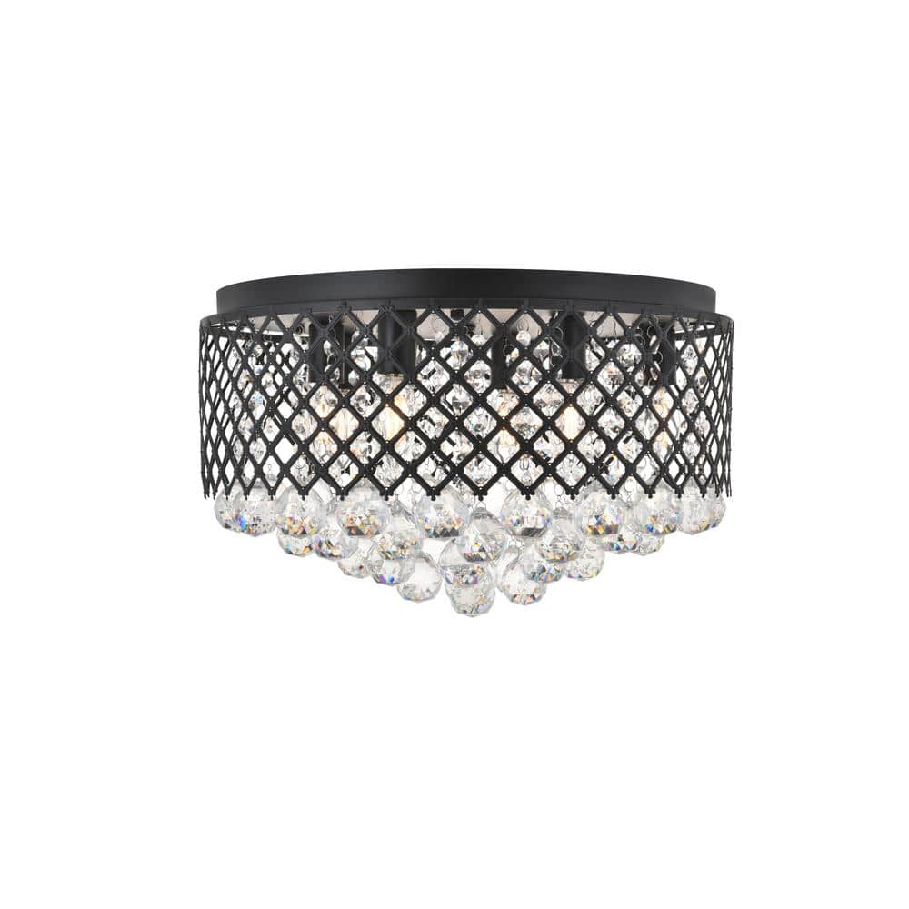 Timless Home 18 in. 6-Light Midcentury Modern/School House Matte Black And 