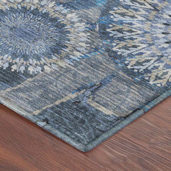 Mayfield Premium Machine Washable Abstract AMF2335 Blue 3 ft. x 4 ft. Area Rug