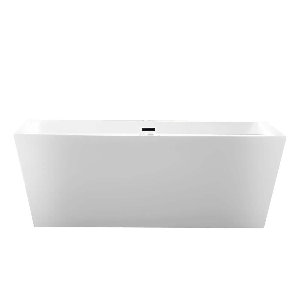 Elena 59" White Acrylic Freestanding Soaking Bathtub