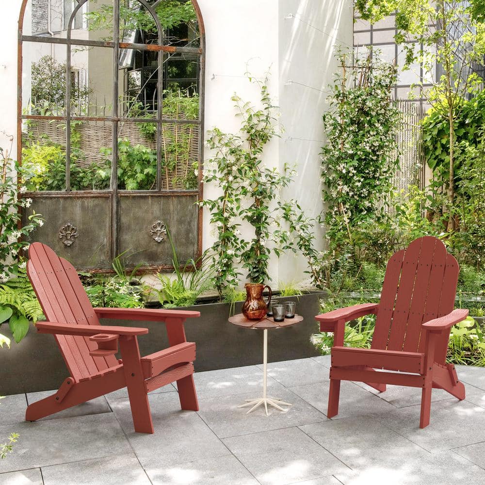 LUE BONA Red Folding Adirondack Chair Weather Resistant Plastic Fire Pit  Chairs (Set of 2) S2LB21CH0017-6B - The Home Depot, image size:1000x1000