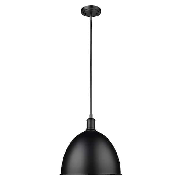 Unbranded Sawyer 12.5 in. 1-Light Matte Black Industrial Pendant with an Iron Shade